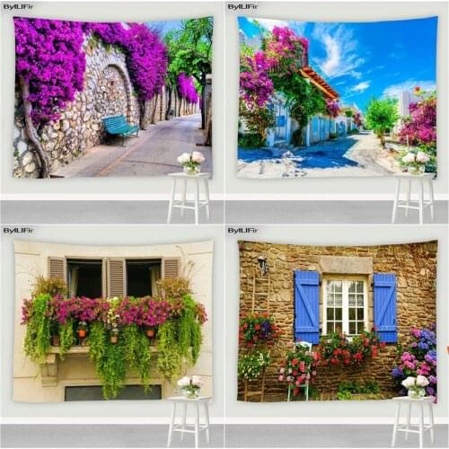 Pastoral Patio Garden Wall Tapestry Floral Photography Background Cloth Living Room Bedroom Wall Hanging Screen Decor Mandala