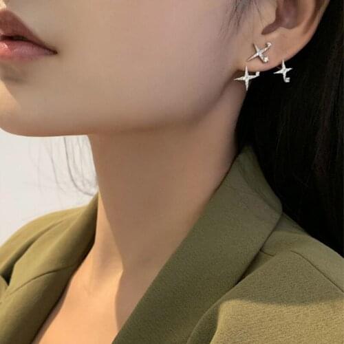 Real Gold Plating 925 Silver Studfour Eight-pointed Stars Eardrops Mystery Earrings Fashion and Personalized Earrings
