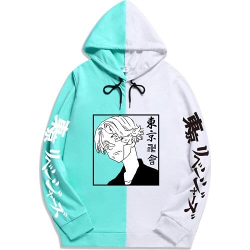 Japanese Summer Autumn Casual Anime Tokyo Revengers Men Sportswear Print Patchwork Thin Hoodie Sweatshirt Harajuku Soft Tops