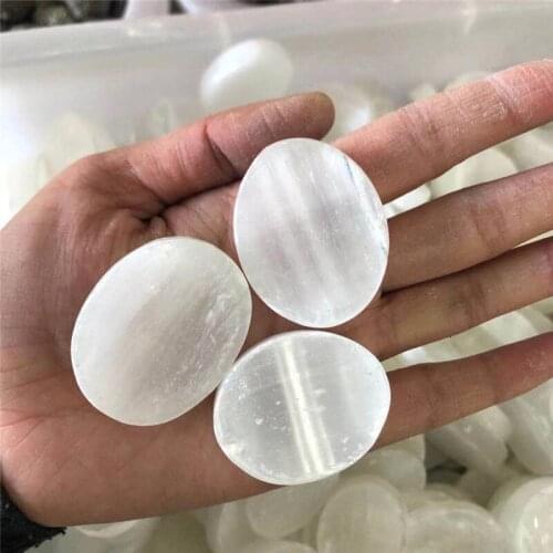 Selenite Thumb Worry Stone Palm Stones Natural Chakra Reiki Healing Crystal Geometry Energy Smooth Gemstones