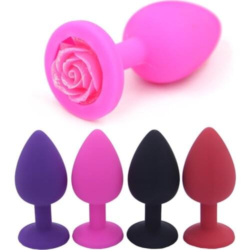 Silicone Anal Plug with Flower Jewelry Butt Plug Anal Sex Toys for Men Woman Gay Masturbation Prostate Massager for Beginner