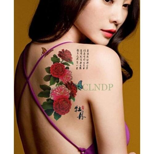 Waterproof Temporary Tattoo Sticker Chinese peny flowers tatto stickers flash tatoo fake tattoos for women