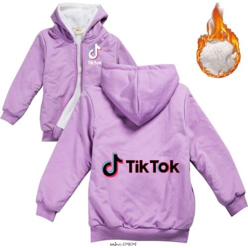 Tik Tok 3-15Y Winter Hoodies Kids Jacket with Zipper Wool Liner Boys Coat Thicken Hooded Fur Baby Girl squirrel Outwear