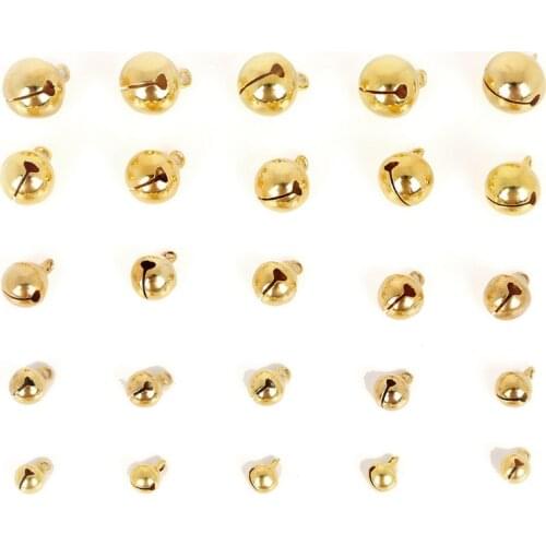 6mm-14mm Gold Copper Loose Beads Small Jingle Bells Merry Xmas Christmas Tree Decoration Ornament Home 20-100pcs