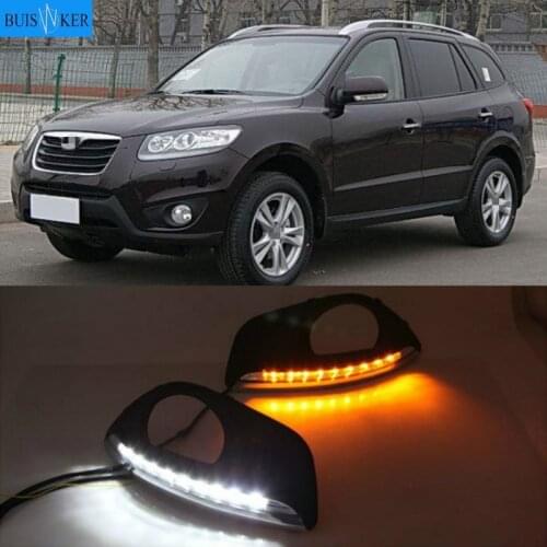 1 Pair Car Daytime Running Light DRL LED Daylight Fog Lamp Cover for Hyundai Santafe Santa Fe 2010 2011 2012 DC 12V