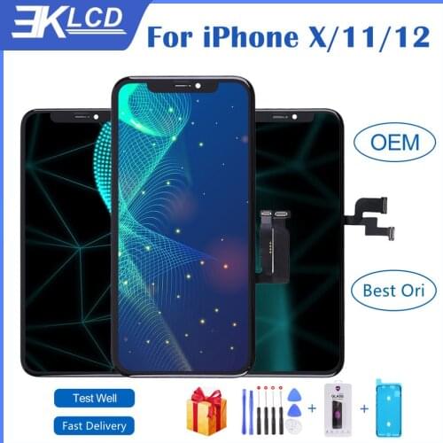 100% Test Display For iPhone X XR XS Max OLED Screen With 3D Touch Digitizer Assembly For iPhone 11 12 Pro Max OEM LCD True Tone