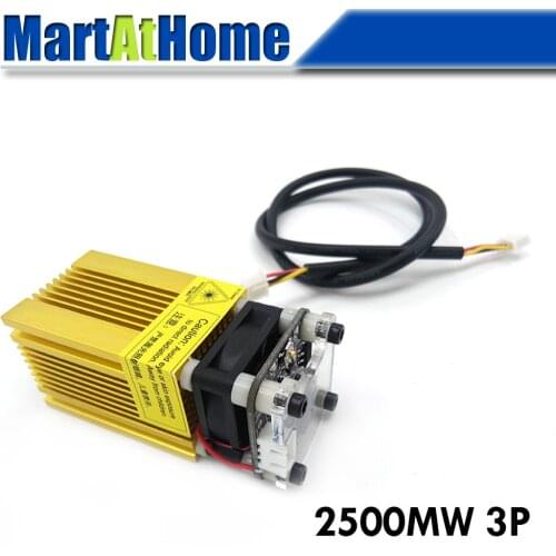 2.5W 445nm Blue Violet Laser Module TTL PWM DC 12V 3P Adjustable Focal Length Built-in Driver for CNC Engraving Cutting