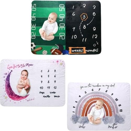 4Pcs/ Set Baby Monthly Record Growth Rainbow Milestone Blanket Newborn Photography Props Creative Background Cloth Infant Gifts