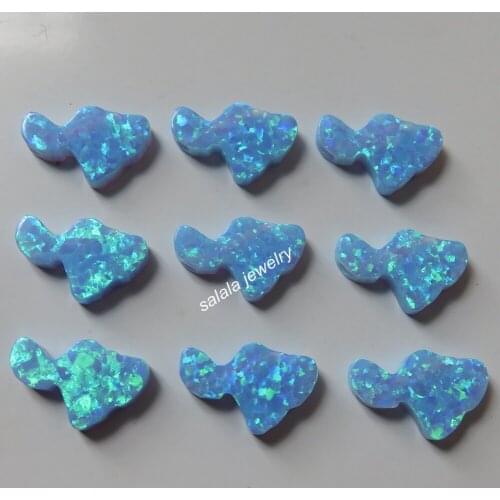 50pcs /lot OP06 Light Blue Maui Opal 9X14mm Synthetic Maui Island Cabochon Fire Opal Stone for Opal Necklace