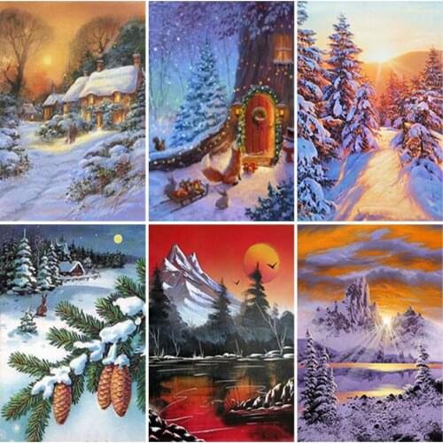 DIY Snow Landscape 5D Diamond Painting Full Square Drill Cross Stitch Kit Scenic Diamond Embroidery Resin Wall Art Home Decor