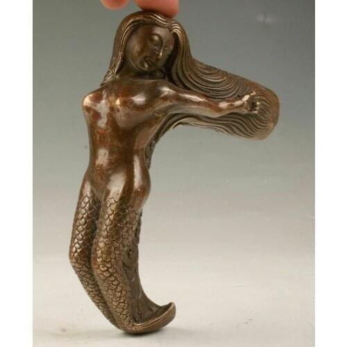 ANTIQUE BRONZE CANE WALKING STICk HEAD Beauty Girl woman STATUE OLD COLLECTION