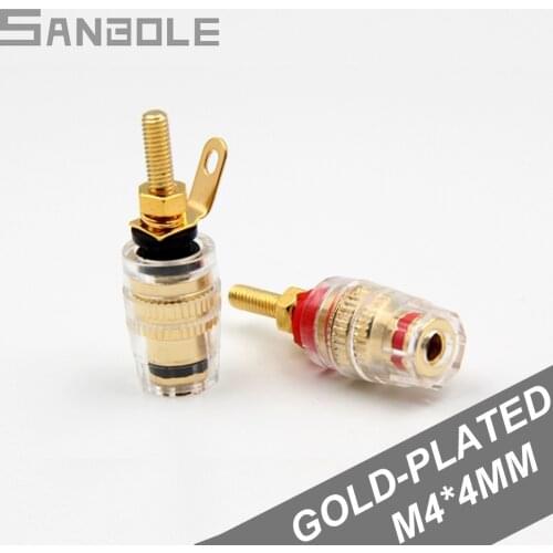 Banana Plug Socket Copper Gold-plated Power Amplifier Crystal Terminal Horn Connection Terminals M4*42mm