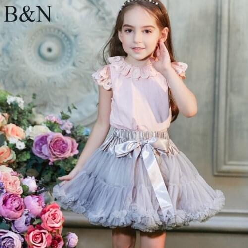 Buenos Ninos Girls Fluffy 2-18 Years Chiffon Pettiskirt Solid Colors tutu skirts girl Dance Skirt Christmas Tulle Petticoat