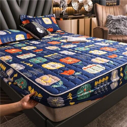 Mattress Cover Quilted Bed Fitted Sheet Anti Dust Mite Mattress Topper Air-Permeable Bed Pad