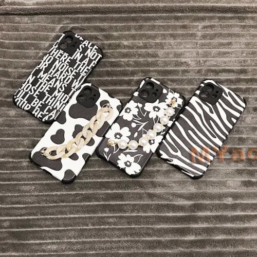White Black Cow Zebra Symbol Pattern Bracelet Phone case for Oppo Find X2 X3 Neo Lite A12 A15 A3 A5 A7 AX7 AX5S A5S A1K K3 K5 A9