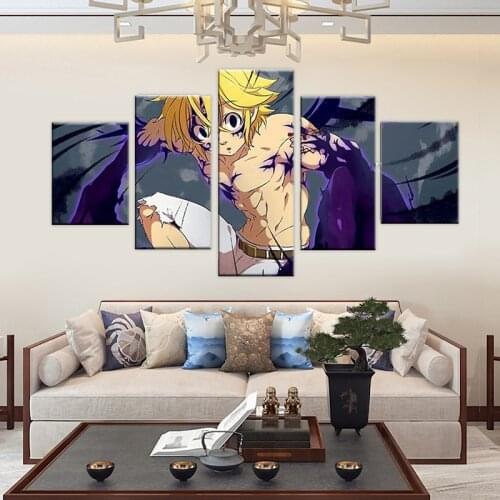 Meliodas Evil Power Home Decorative Canvas Paintings 5 Pieces Pictures Modern Prints Wall Art Poster For Living Room