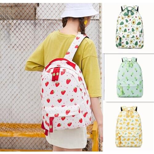 Child School Girl Backpacks Fruit Strawberry Printing Nylon Waterproof Fabric Bookbag Rucksack Women For Teens Teenagers