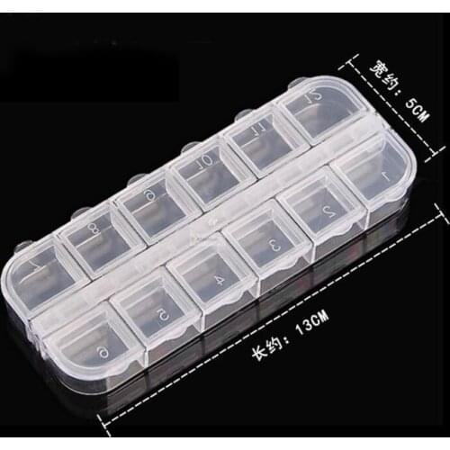 12 cells Nail Art Rhinestone Box Nail Art Jewelry Powder bead Display Case Organizer Storage Container