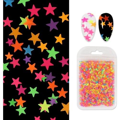 Neon Pigment Nail Glitter Gradient Macaron Star Slice Nail Decoration Iridescent Acrylic Sequins Make Up Nail Art Accessories