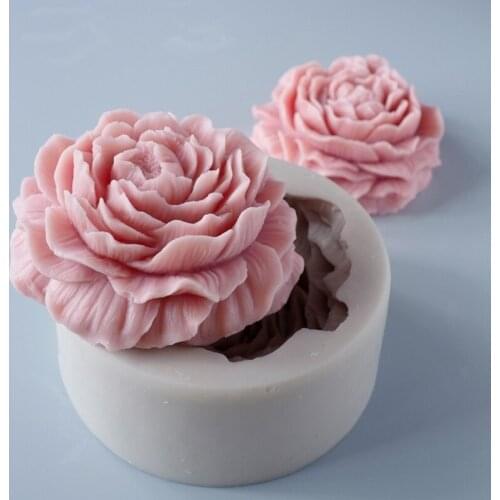 3D Peony Design Soap Mold Candle Molds Cake Sugar Resin Craft Mold Decorating Aromatherapy Gypsum Silicone Mold