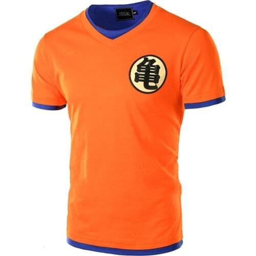 Mens cotton V-neck anime t-shirt fashion casual Dragon print Harajuku turtle immortal pattern fun fake two short sleeves