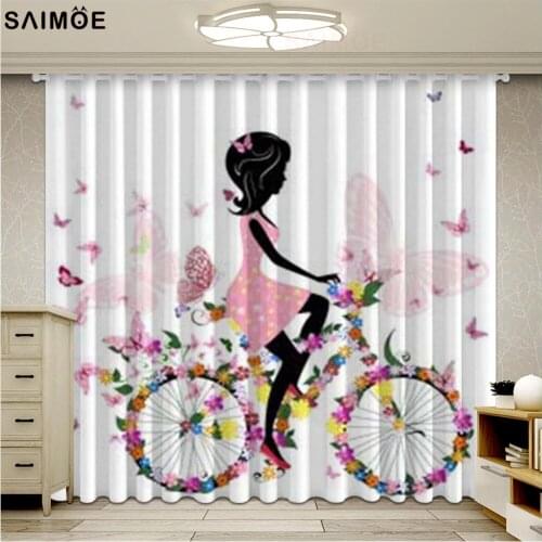 Beauty Fairy Pattern Window Balckout Curtain Cartoon Girl LiIving Room Bedroom Cortinas For Parlour Room Ultra-thin Drapes