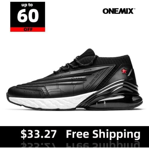 ONEMIX Running Shoes Lightweight Comfortable Sport Shoes Breathable Mesh Outdoor Marathon Walking Jogging Men Lace-up Sneakers