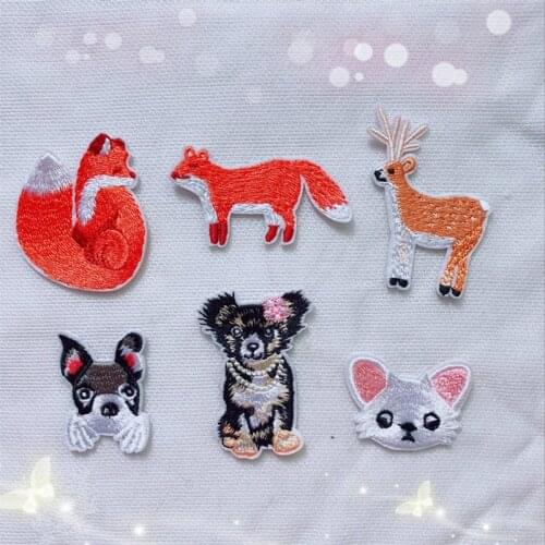 10PCS/lot Cheap Fox Deer Dog Iron On Patch for Clothing Applique for Jeans DIY Accessories Cute Cheap Cute Animal Patches