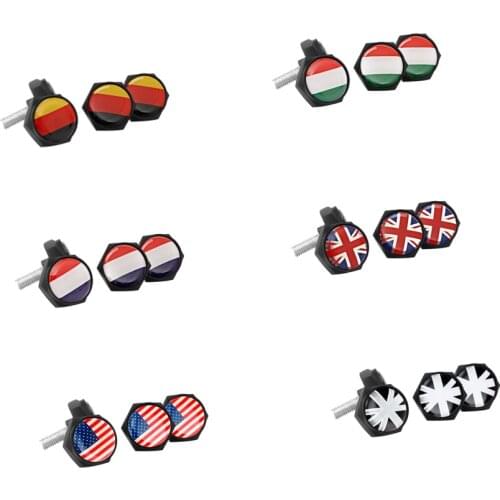 National Flag Metal Decoration For Discovery Honda CRV Lincoln Lada Ford MG Nissan X-Trail Audi Geely License Plate Screw Cap