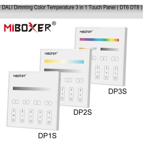 Miboxer DALI Color Temperature Dimming 3 in1 Controller 86 Touch Panel Single Colo CCT RGB RGBW RGB+CCT LED Strip DP1S DP2S DP3S