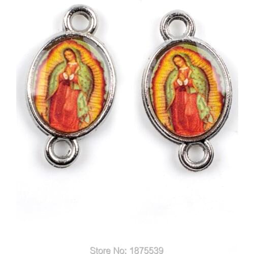 Fashion our lady of Guadalupe medal two hole bead used in bracelet and rosary
