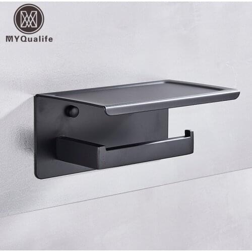 MYQualife Matte Black Paper Holder Bar Roll Paper Towel Holder Wall-Mounted Bathroom Kitchen Paper Holder Wall Storage New Hot