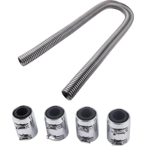 Chrome Stainless Steel Radiator Hose Kit 48'' UNIVERSAL Aluminum Clamp Covers