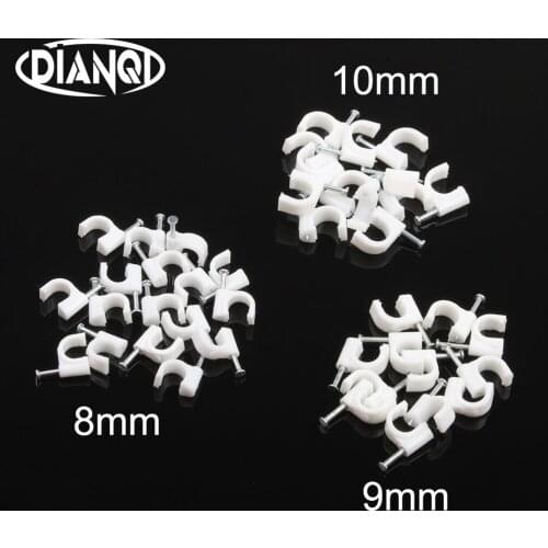 Nylon Circle Path PE Plastic white 8mm 9mm 10mm Circle Cable Clip C Shaped High Carbon Steel Nails Cable clips Wire Wall holder