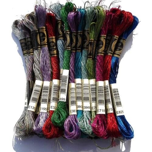Oneroom 1pcs Jewel Effects metallic embroidery thread for cross stitch same color as DMC floss E321 DIY needlework 26 colors