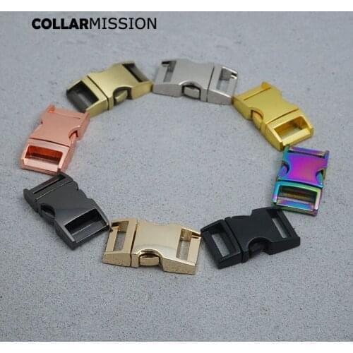100pcs/lot Side release metal buckle kirsite DIY dog collars part durable security lock retailing 15mm webbing strapping 8 kinds