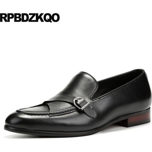 Luxury casual italian high quality loafers men black Italy business round toe monk strap designer shoes china slip on fashion