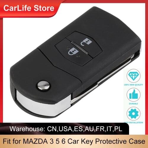 Portable Size Folding Flip 2 Button Remote Key Fob Case Replace Shell fit for MAZDA 3 5 6 Car Key Protective Case