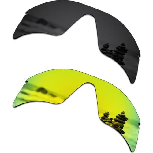 SmartVLT 2 Pieces Polarized Sunglasses Replacement Lenses for Oakley Radar Range Stealth Black and 24K Gold