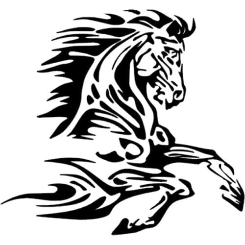 Car Sticker Fashion Flame Horse Decoration Car Sticker PVC Car Model Decoration Decal Cover Scratch Black/white, 17cm*15cm
