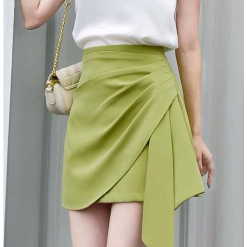 Style High Waist A- Line Skirt for Women 2021 Summer New Korean Style Irregular Design Tight A- Line Sheath Slim Fit Skirt