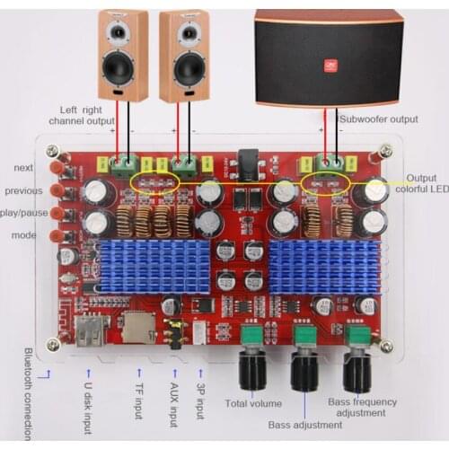 TDA3116 2.1 Channel Bluetooth subwoofer Amplifier Board 2*60W+100W Power Stereo Audio Amplifier Bass Amp