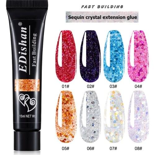 Sequin Extension Glue Nail Gel 15Ml Extension Nail Decoration Nail Art UV Phototherapy Extension Gel Manicure Tool