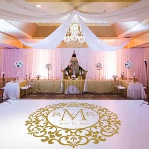 YOYOYU Personalize Name Date Country Wedding Monogram Flower Heart Dance Floor Sticker Party Wall Decal Reception Vinyl J923