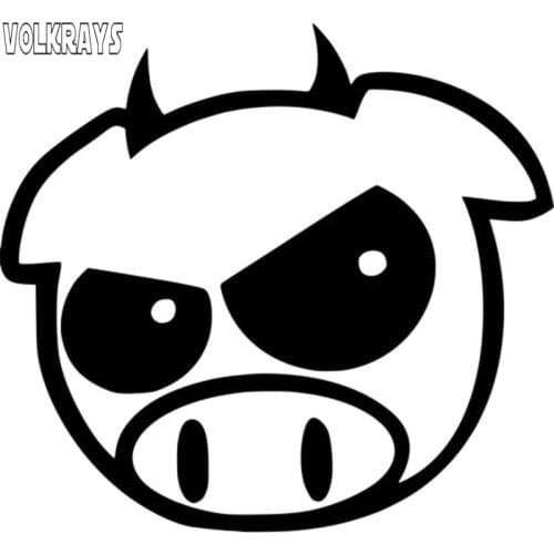 Volkrays Personality Car Sticker Devil Pig Horns Car-styling Accessories Reflective Vinyl Decal Black/Silver,13cm*14cm