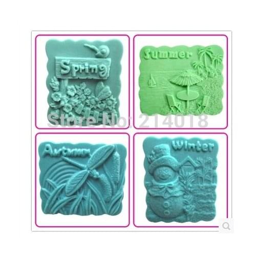 Four Seasons Spring, Summer, Autumn, Winter silicone soap mold Cake decoration Cake mold manual soap mold fondant tools