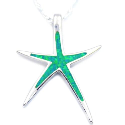 Green / Blue Fire Opal Starfish Swirl Clover Flip flop Sea Turtle Pendant Necklace for Women