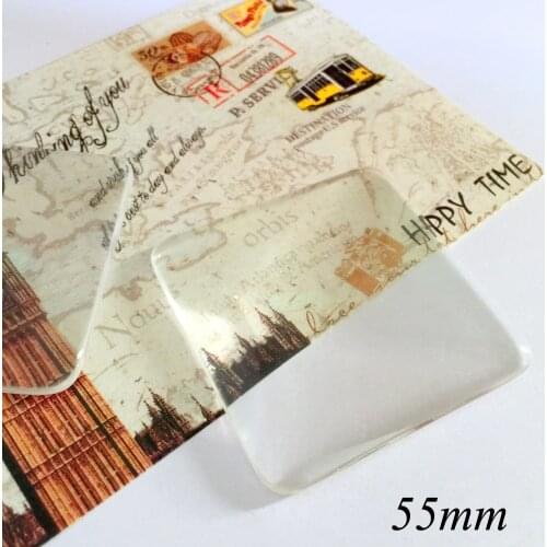 ZEROUP 1pcs/lot 55mm Handmade Clear Glass Cabochon Domed Square Jewelry Accessories