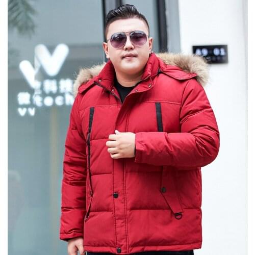 Winter Jacket For Men Mens Large Size 7XL 8XL 9XL 10XL Hooded Park Warm Jacket Short Thick Loose Red Jacket Suitable 170kg
