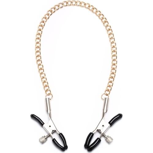 1Pair Long Metal Nipple Clamps With Gold Chain Erotic Nipple Clips Flirt Gags Fun Sex Toy For Women Men